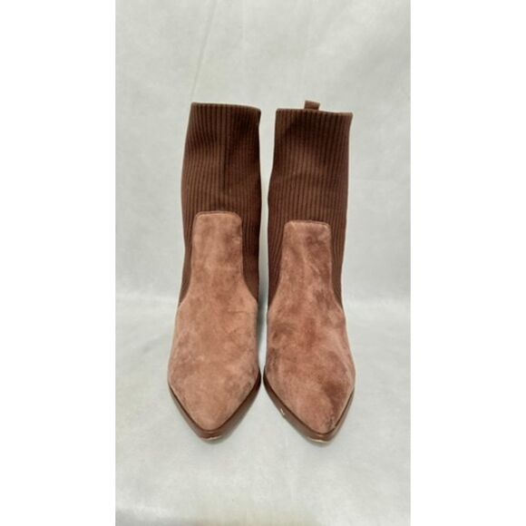 Steve Madden Womens Tackle Block Heel Knit Taupe Suede Western Chic Boot 8M - Picture 2 of 5